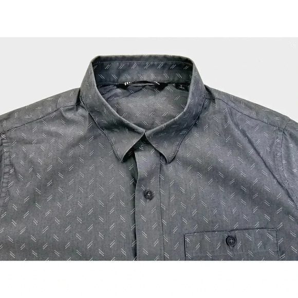Travis Mathew Size Small Men's Charcoal Gray White Dot Pattern Button Down Shirt - Picture 1 of 12